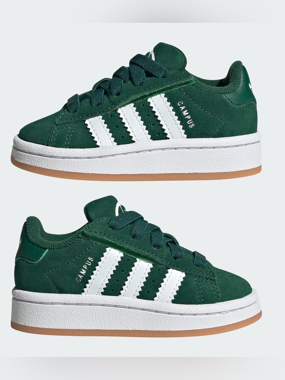 Adidas Campus 00S Dark Green Comfort Closure Elastic Lace Shoes Kids US8.5